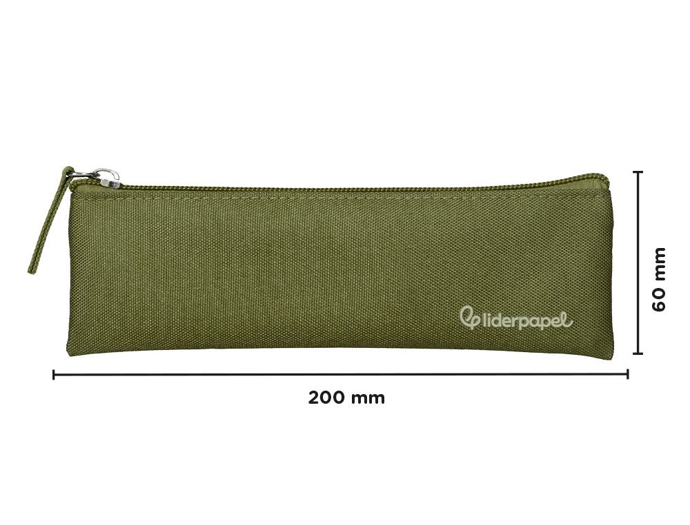FOURRE-TOUT LIDERPAPEL PLAT MINCE 1 COMPARTIMENT 20X6CM   COLORIS VERT MILITAIRE