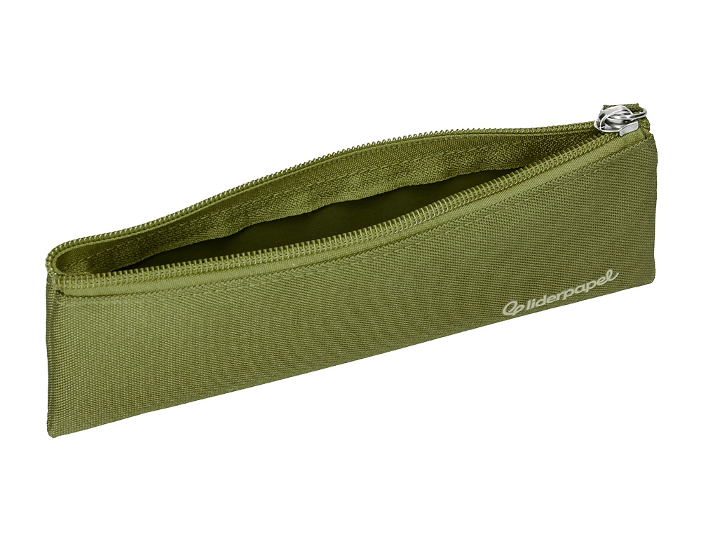 FOURRE-TOUT LIDERPAPEL PLAT MINCE 1 COMPARTIMENT 20X6CM   COLORIS VERT MILITAIRE