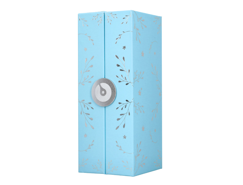 ROLLER BELIUS COLLECTION1 ALUMINIUM ENCRE NOIRE COLORIS BLEU CIEL DESIGN RELIEF ARGENTE BOITE DESIGN