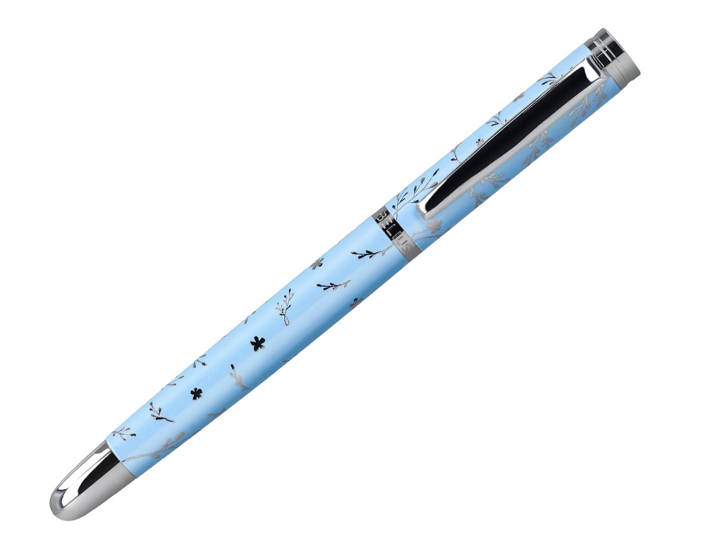 ROLLER BELIUS COLLECTION1 ALUMINIUM ENCRE NOIRE COLORIS BLEU CIEL DESIGN RELIEF ARGENTE BOITE DESIGN