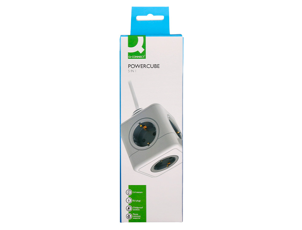 MULTIPRISE Q-CONNECT POWER CUBE 5 EN 1 CABLE 1,4M 5 PRISES COURANT 75X75X112 MM