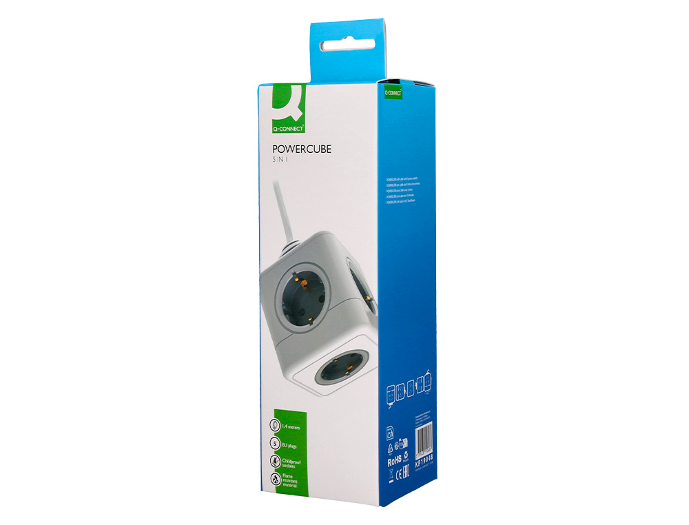 MULTIPRISE Q-CONNECT POWER CUBE 5 EN 1 CABLE 1,4M 5 PRISES COURANT 75X75X112 MM