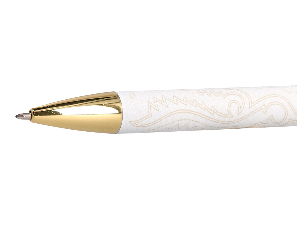 STYLO-BILLE BELIUS WILD WEST ALUMINIUM ENCRE BLEUE ATTRIBUTS DORES COLORIS CREME COFFRET DESIGN