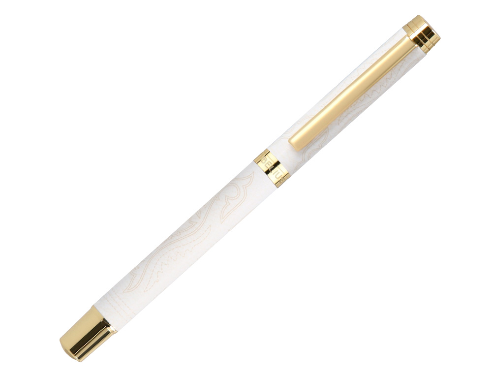 STYLO-BILLE BELIUS WILD WEST ALUMINIUM ENCRE NOIRE         ATTRIBUTS DORES COLORIS CREME COFFRET DESIGN