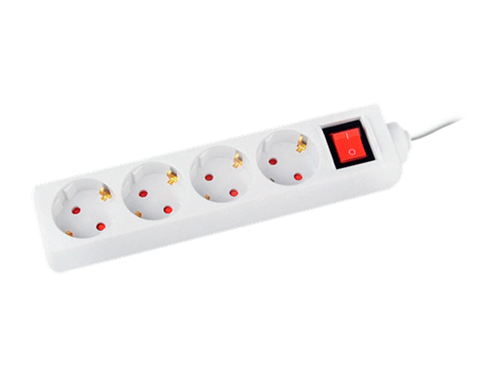 MULTIPRISE Q-CONNECT DE 4 PRISES AVEC INTERRUPTEUR LONGUEUR CABLE 1,5M COLORIS BLANC