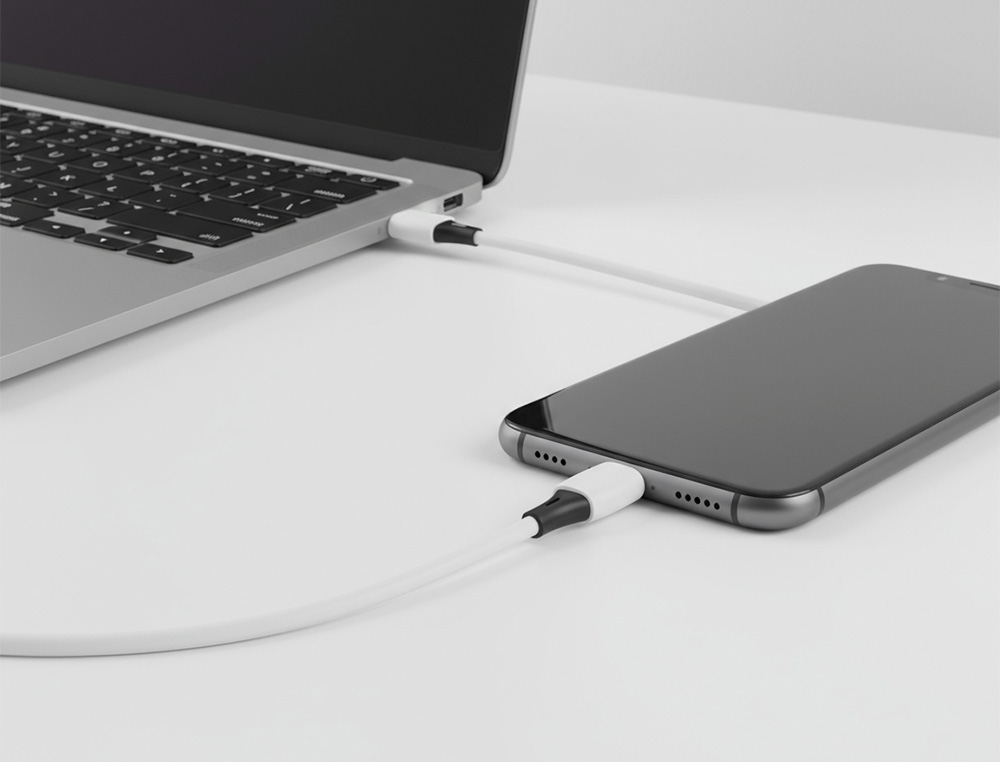 CABLE Q-CONNECT USB-C VERS USB-C PVC LONGUEUR 1M COLORIS BLANC