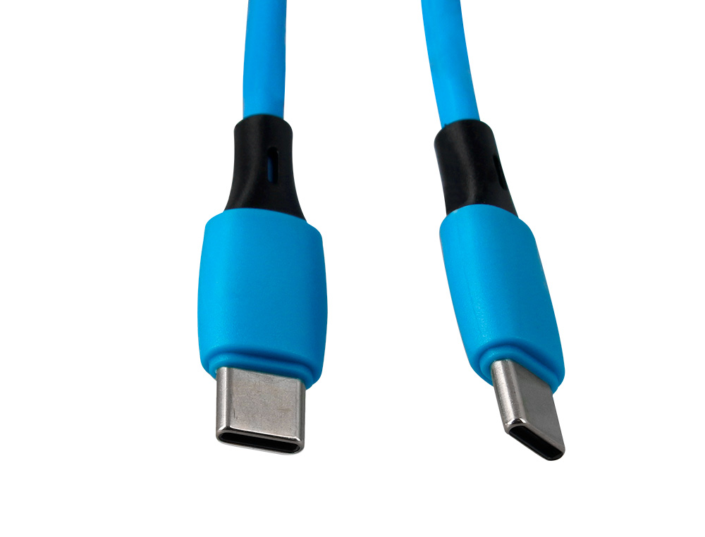 CABLE Q-CONNECT USB-C VERS USB-C PVC LONGUEUR 1M COLORIS BLEU