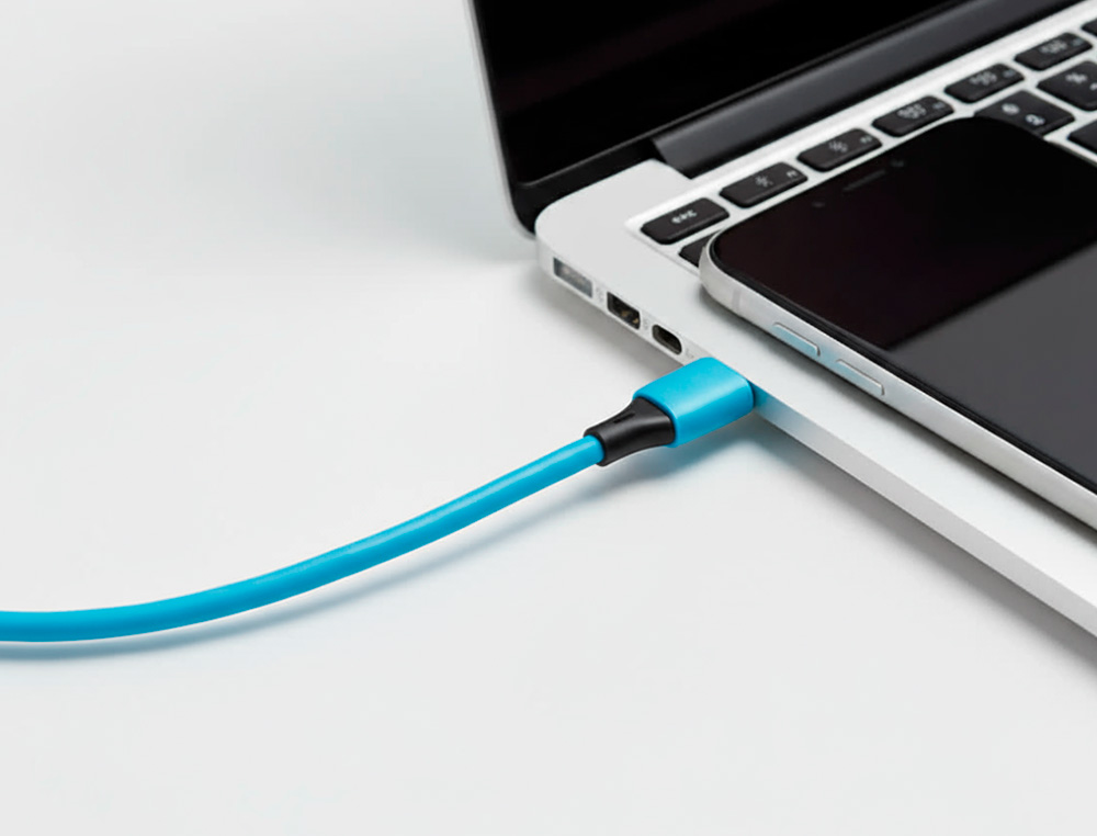 CABLE Q-CONNECT USB-C VERS USB-C PVC LONGUEUR 1M COLORIS BLEU