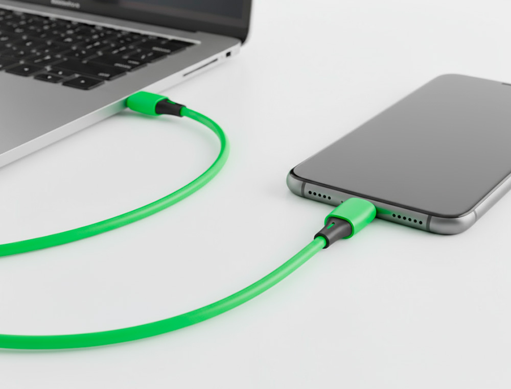 CABLE Q-CONNECT USB-C VERS USB-C PVC LONGUEUR 2M COLORIS VERT