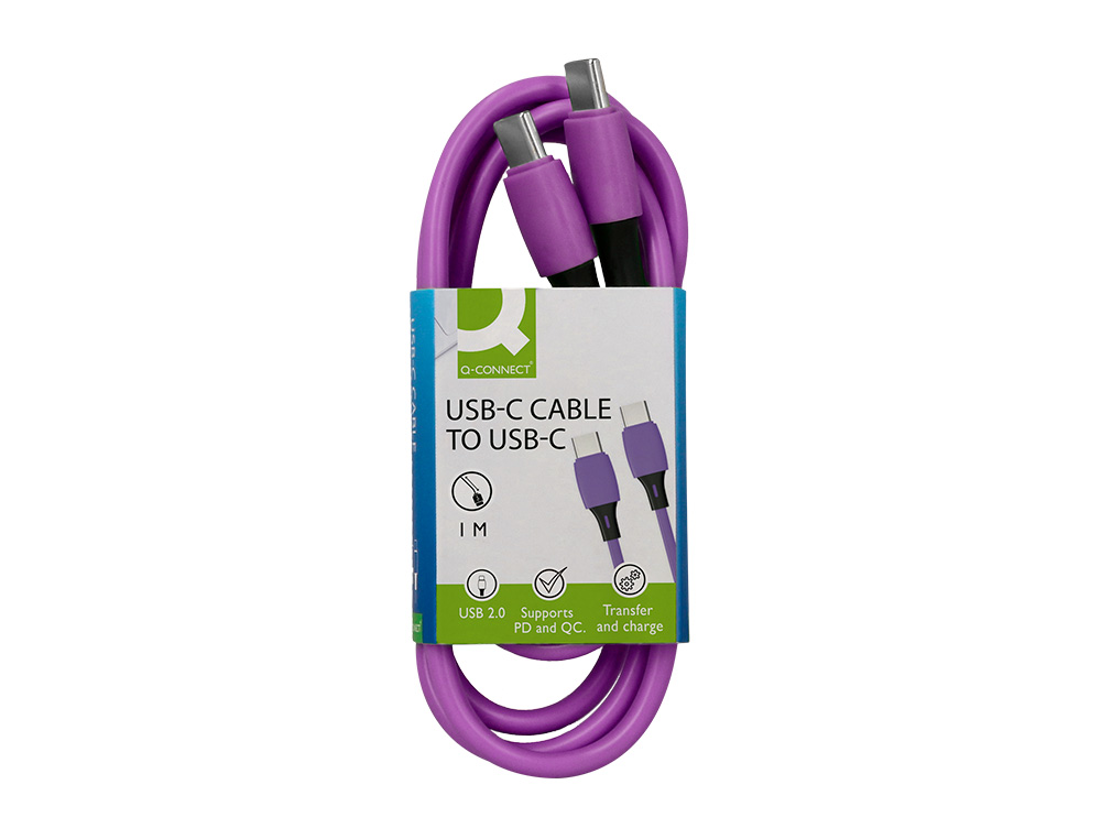 CABLE Q-CONNECT USB-C VERS USB-C PVC LONGUEUR 1M COLORIS VIOLET