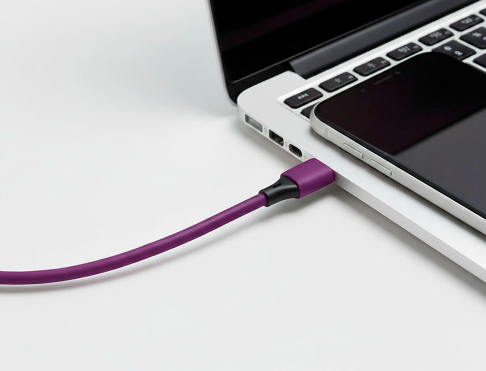 CABLE Q-CONNECT USB-C VERS USB-C PVC LONGUEUR 1M COLORIS VIOLET
