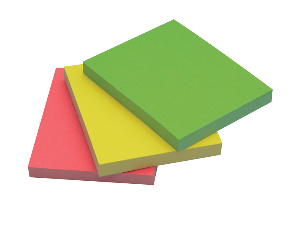 BLOC-NOTES Q-CONNECT COULEURS NON 38X51MM 50F REPOSITIONNABLES COLORIS ASSORTIS 3 BLOCS