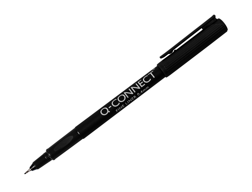 STYLO-FEUTRE Q-CONNECT CRITURE FINE 0.4MM POINTE EXTRA-FINE CORPS COULEUR ENCRE NOIR