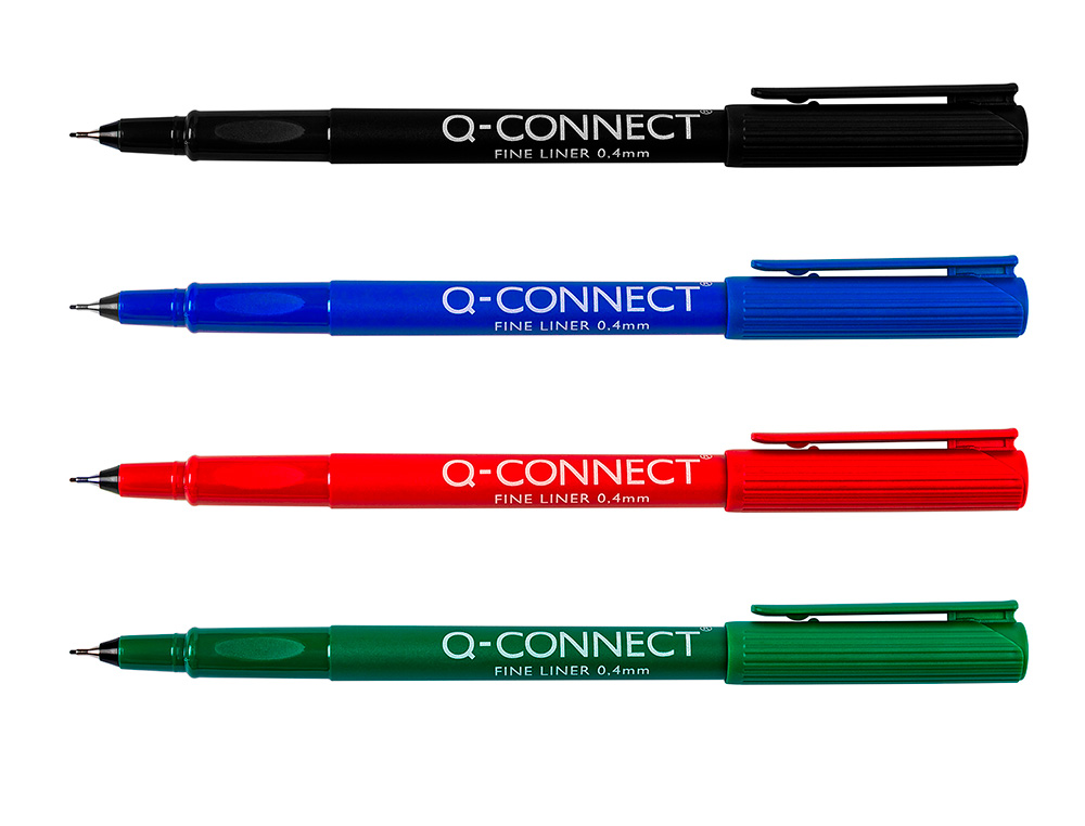 STYLO-FEUTRE Q-CONNECT CRITURE FINE 0.4MM POINTE EXTRA-FINE CORPS COULEUR ENCRE NOIR