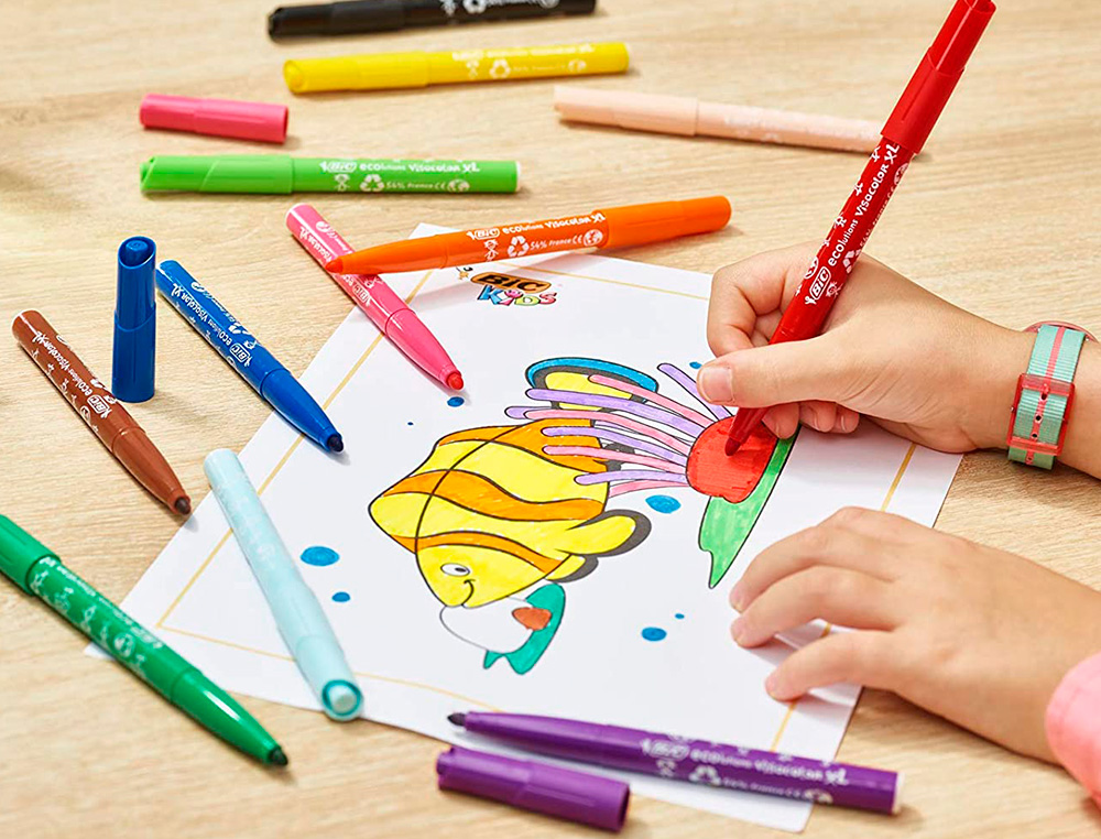 FEUTRE BIC KIDS VISACOLOR XL ENCRE LAVABLE POINTE LARGE    BLOQUEE COLORIS BRUN