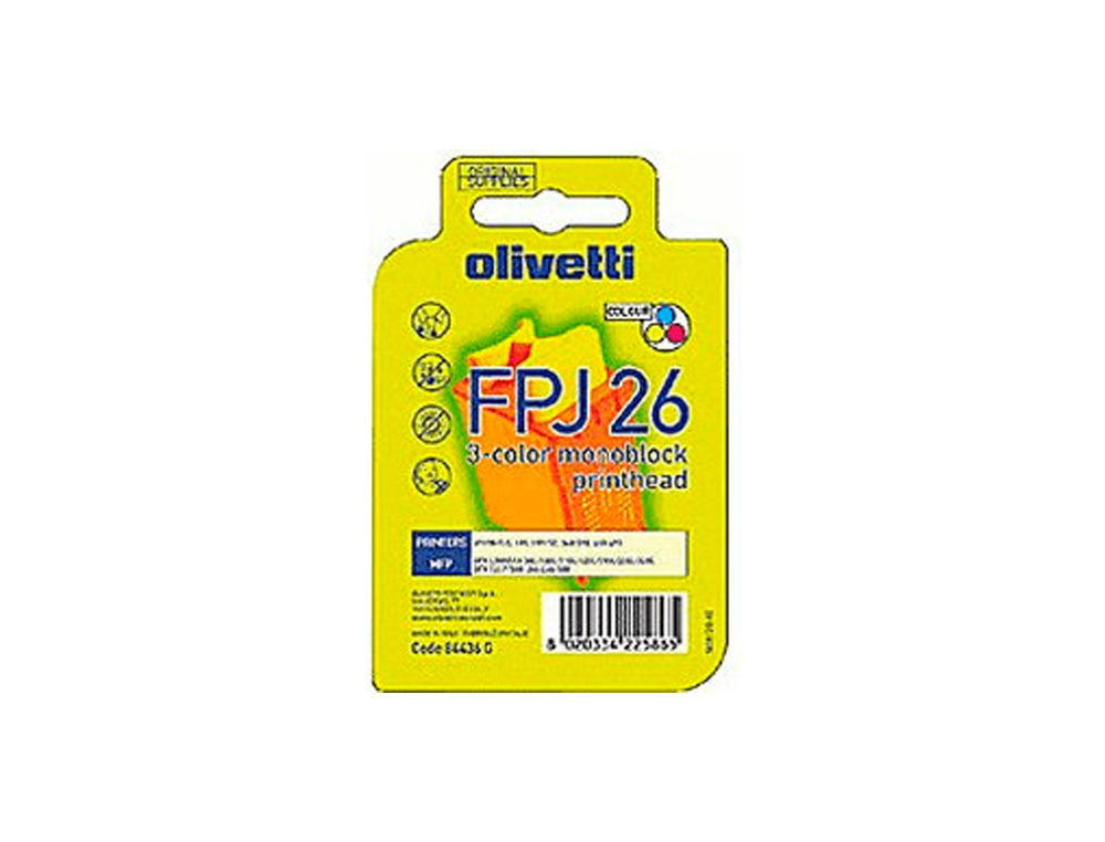 CARTOUCHE OLIVETTI JET D'ENCRE 84436 3 COULEURS CYAN MAGENTA JAUNE 150P