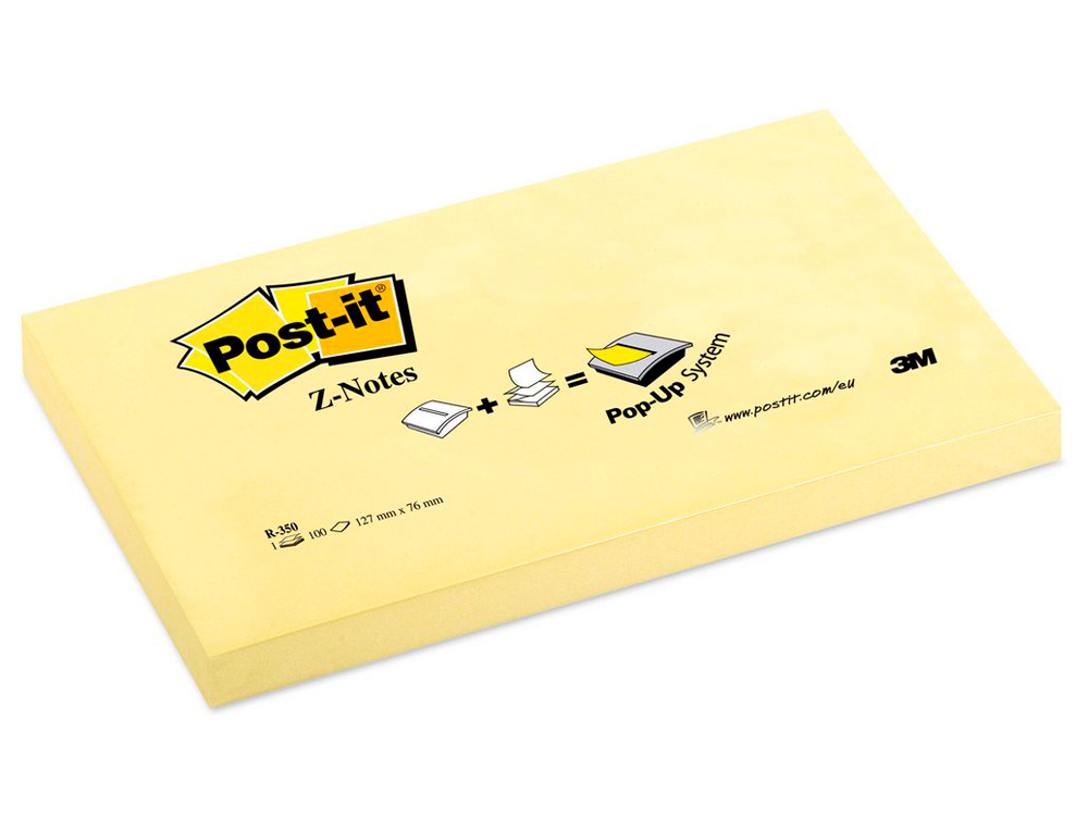 BLOC-NOTES POST-IT COULEURS NON 127X76MM 100F REPOSITIONNABLES COLORIS JAUNE FLUO