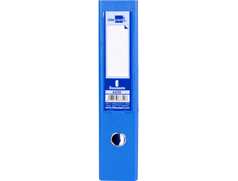 CLASSEUR LEVIER LIDERPAPEL DOCUMENTA A4+ CARTON REMBORDE DOS 75MM RADO METALLIQUE COLORIS BLEU