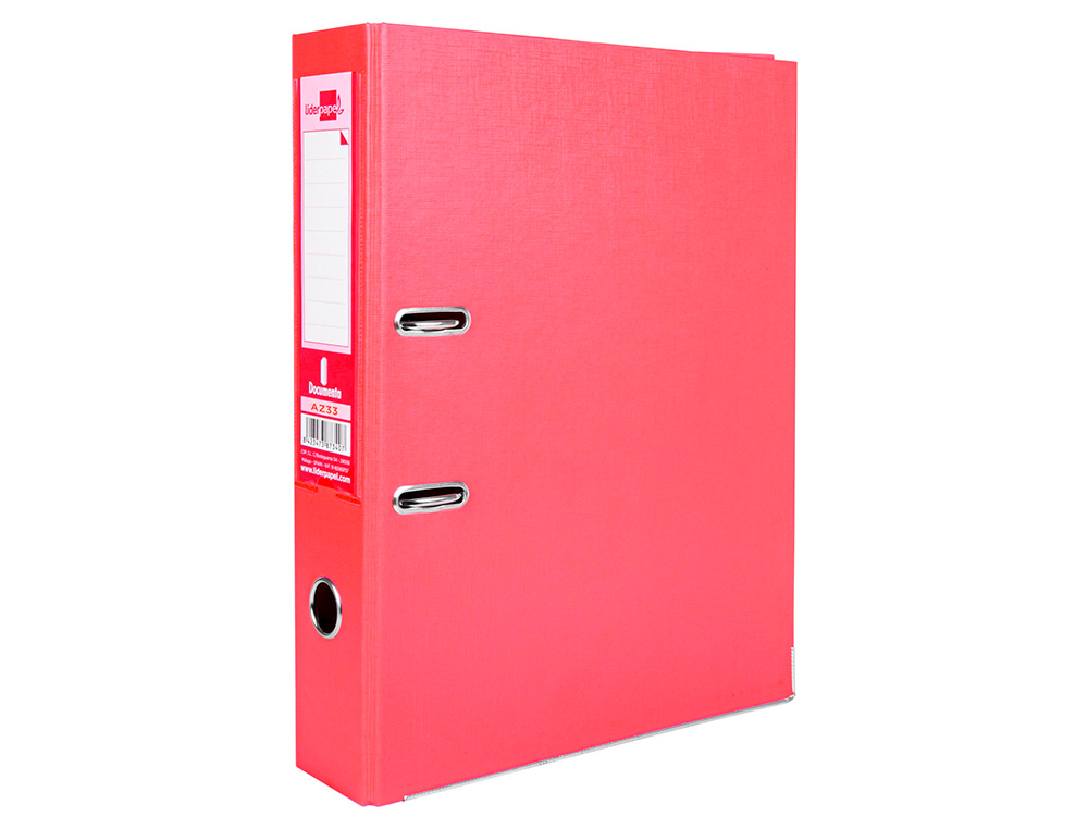 CLASSEUR LEVIER LIDERPAPEL DOCUMENTA A4+ CARTON REMBORDE DOS 75MM RADO METALLIQUE COLORIS ROUGE