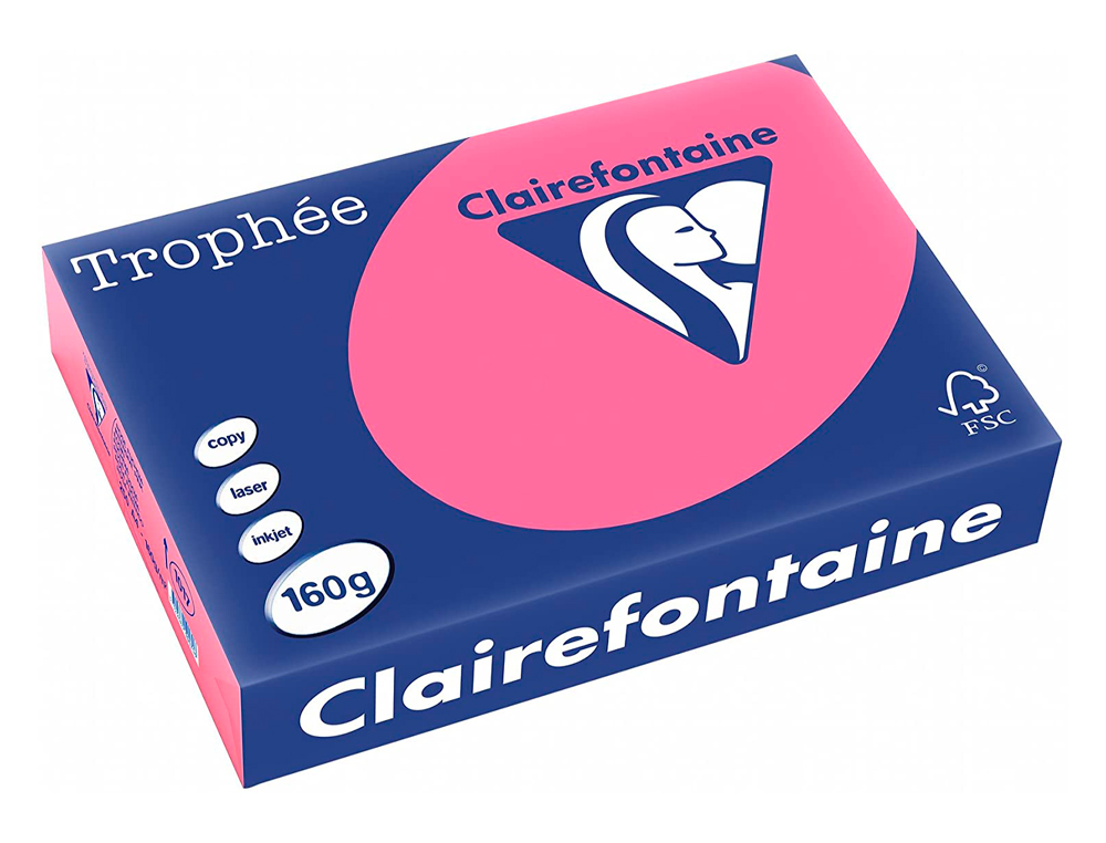 PAPIER COULEUR CLAIREFONTAINE TROPHÉE MULTIFONCTION A3 80G/M2 ROSE PASTEL PAQUET 500 FEUILLES