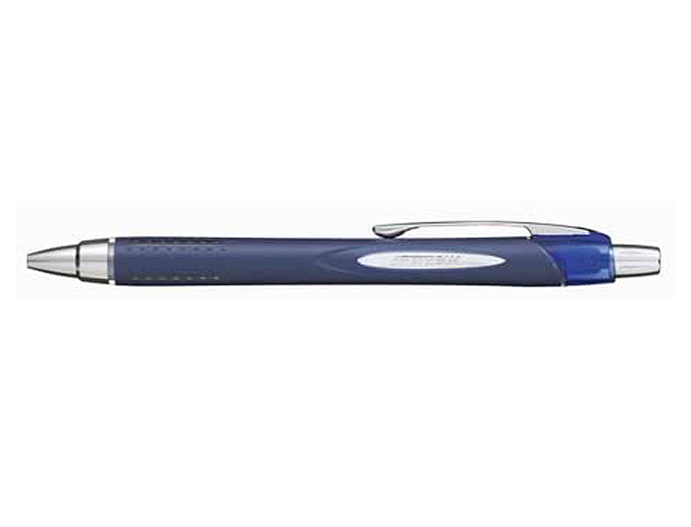 STYLO-BILLE UNIBALL JETSTREAM RT ÉCRITURE MOYENNE 0.5MM ENCRE GEL RÉTRACTABLE GRIP ANTIGLISSE AGRAFE MÉTAL COLORIS BLEU