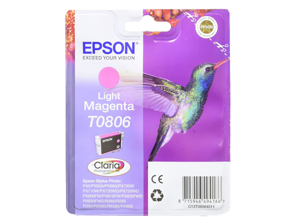 CARTOUCHE EPSON T0806 JET D'ENCRE C13T08064011 COULEUR MAGENTA CLAIR 635P
