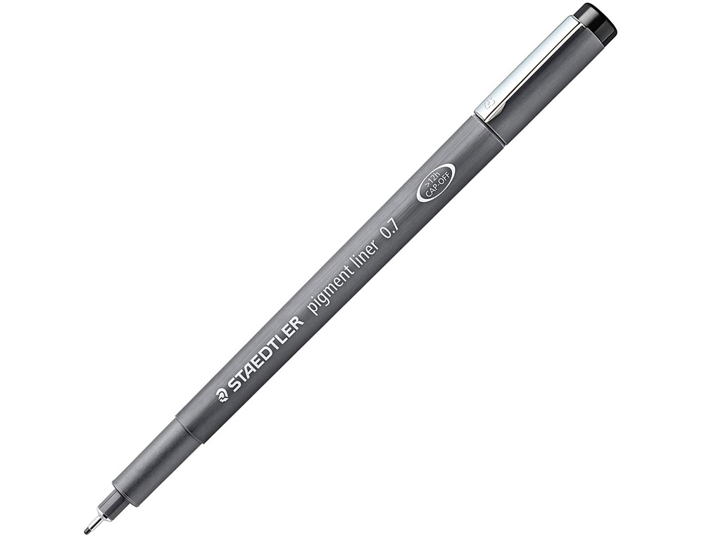 STYLO-FEUTRE STAEDTLER PIGMENT LINER TECHNIQUE TRAIT 0.7MM ENCRE NOIRE INFALSIFIABLE POINTE CALIBRÉE BAGUÉE MÉTAL