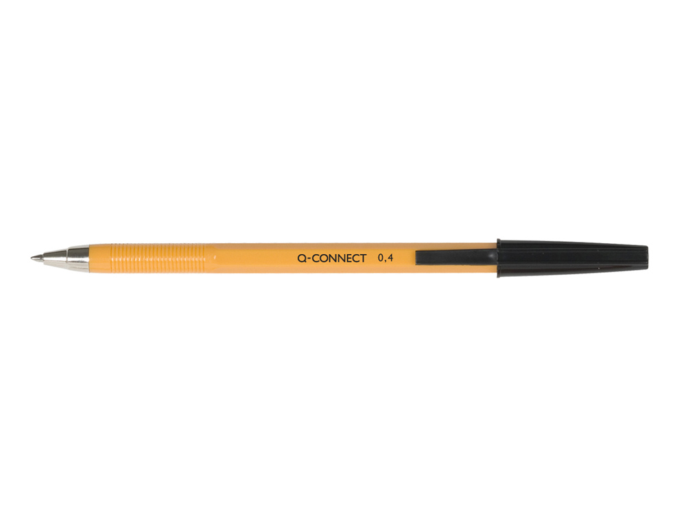 STYLO-BILLE Q-CONNECT ÉCRITURE FINE 0.3MM ENCRE CLASSIQUE BILLE INDÉFORMABLE CAPUCHON ENCRE COULEUR NOIR