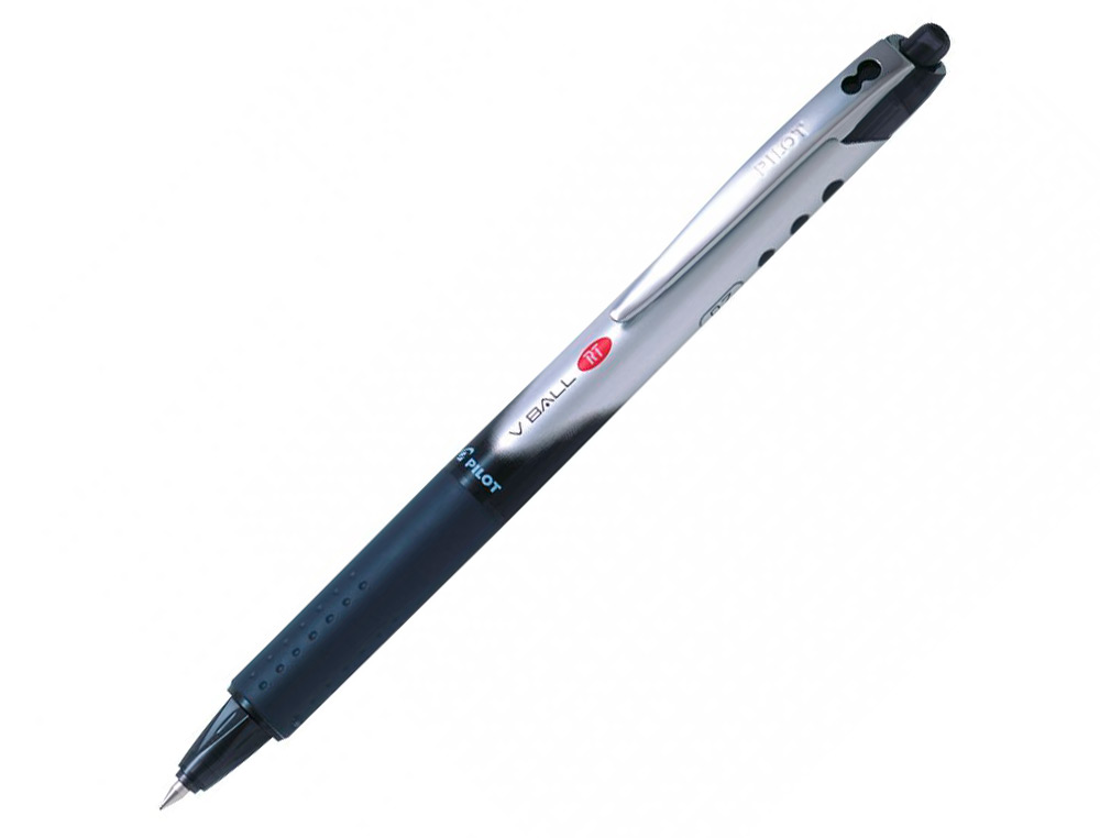 ROLLER PILOT VBALL 7 RT ÉCRITURE MOYENNE 0.5MM ENCRE LIQUIDE GRIP CAOUTCHOUC CLIP MÉTAL RÉTRACTABLE RECHARGEABLE NOIR