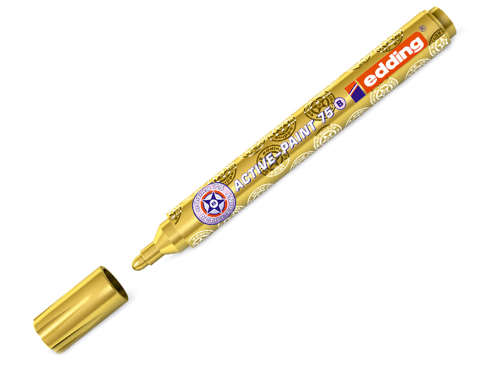 MARQUEUR EDDING ACTIVE PAINT POINTE MOYENNE OGIVE ENCRE PIGMENTÉE OPAQUE LAQUÉE SYSTÈME VALVE COULEUR OR