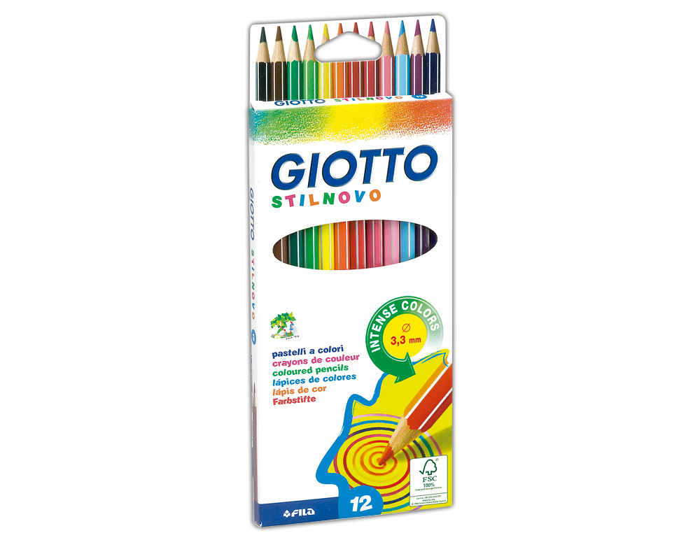 CRAYON COULEUR GIOTTO STILNOVO HEXAGONAL 6.8MM MINE QUALIT SUPRIEURE 3.3MM COLORIS VIFS INTENSES TUI CARTON 12 UNITS