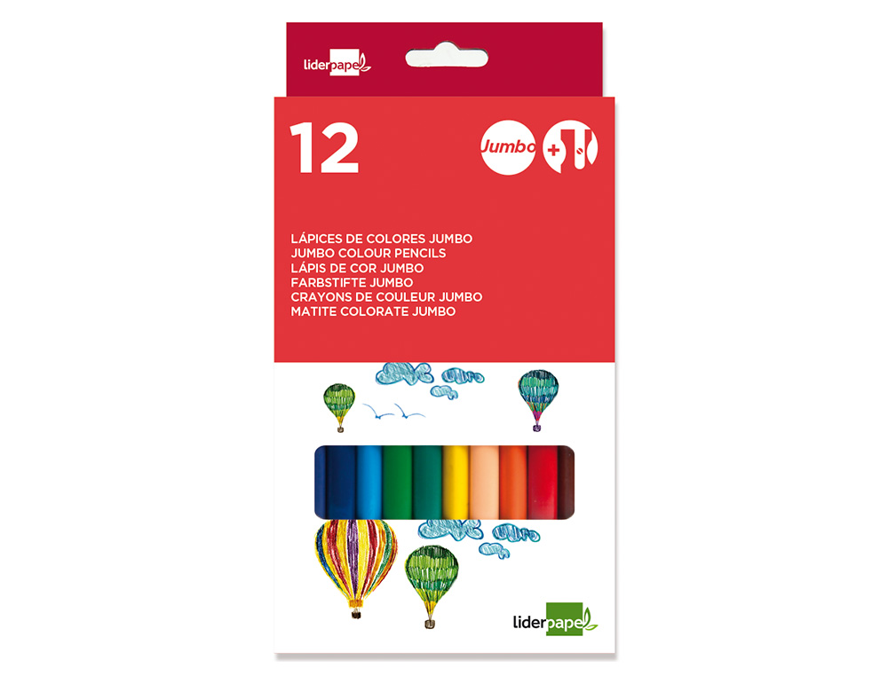 CRAYON COULEUR LIDERPAPEL TRIANGULAIRE JUMBO MINE EXTRA-RSISTANTE 174.5MM TAILLE-CRAYON OFFERT TUI CARTON 12 UNITS