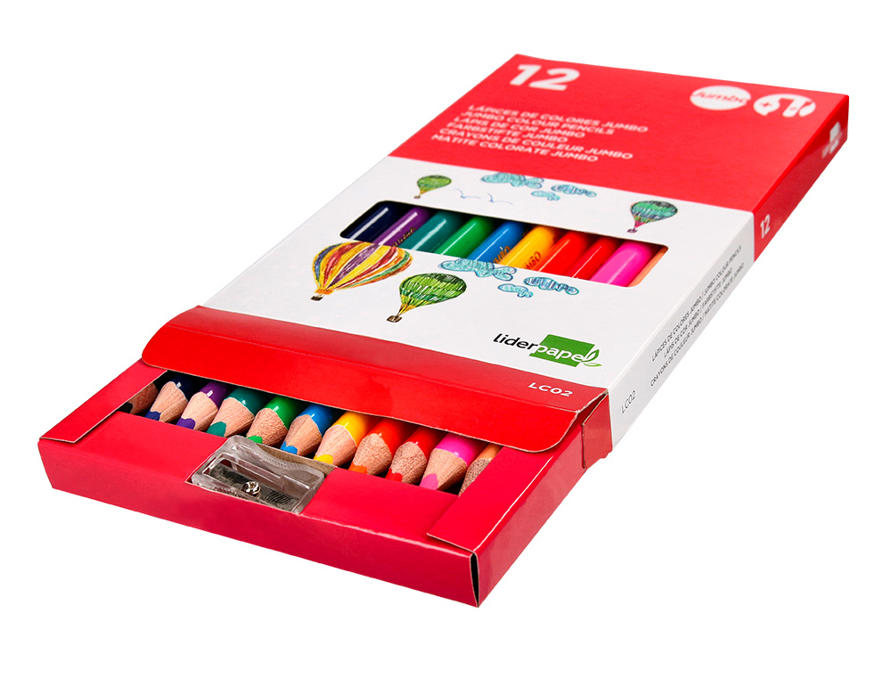 CRAYON COULEUR LIDERPAPEL TRIANGULAIRE JUMBO MINE EXTRA-RSISTANTE 174.5MM TAILLE-CRAYON OFFERT TUI CARTON 12 UNITS