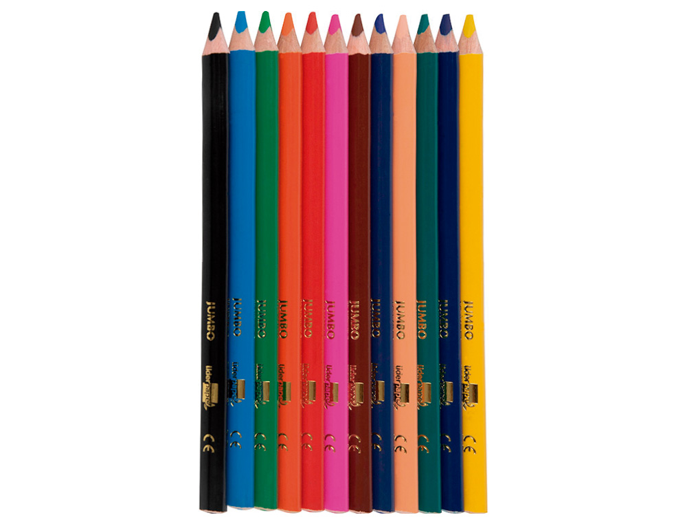 CRAYON COULEUR LIDERPAPEL TRIANGULAIRE JUMBO MINE EXTRA-RSISTANTE 174.5MM TAILLE-CRAYON OFFERT TUI CARTON 12 UNITS