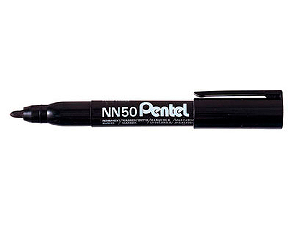 MARQUEUR PENTEL NN50 PERMANENTPOINTE CONIQUE TRACÉ 1.1MM ENCRE INDÉLÉBILE CORPS PLASTIQUE RECYCLÉ TOUT SUPPORT NOIR NN 5