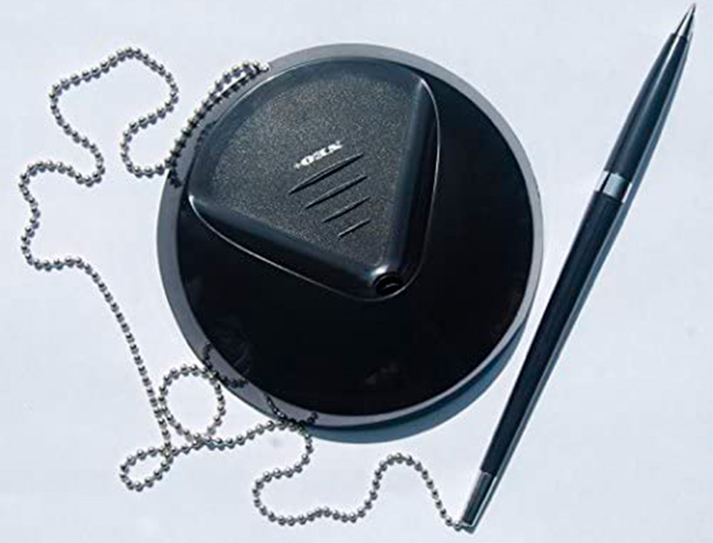 STYLO-BILLE Q-CONNECT SUR SOCLE PLASTIQUE LESTÉ CHAÎNETTE NICKELÉE RECHARGEABLE 4 RECHARGES ENCRE BLEUE