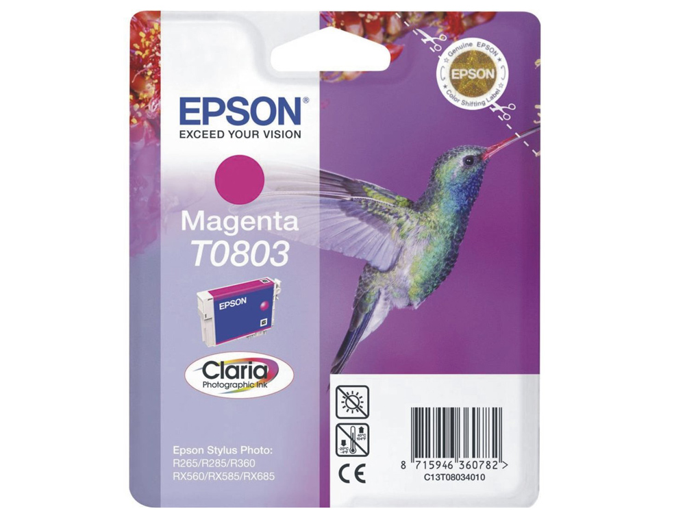 CARTOUCHE EPSON T0803 JET D'ENCRE C13T08034011 COULEUR MAGENTA 445P