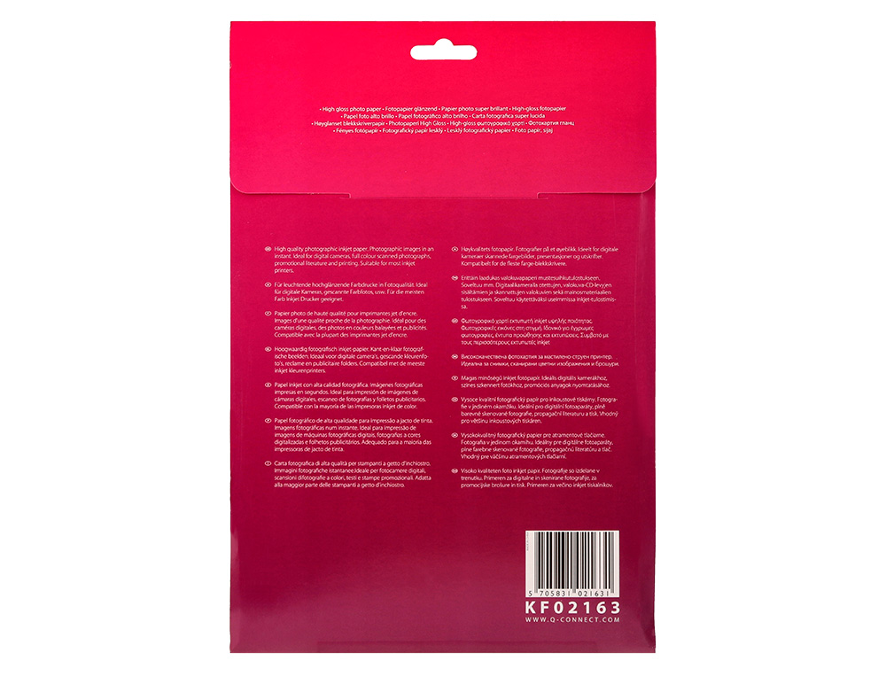 PAPIER PHOTO Q-CONNECT JET D'ENCRE GLACÉ ULTRA-BRILLANT A4 260G /M2 COMPATIBLE TOUTE IMPRIMANTE PAQUET 20 FEUILLES