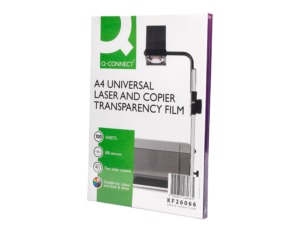 TRANSPARENT Q-CONNECT ÉCONOMIQUE OHP PHOTOCOPIEUR FORMAT A4 COUCHAGE SPÉCIAL SANS FEUILLE ENTRECOLLÉE BOÎTE 100 UNITÉS