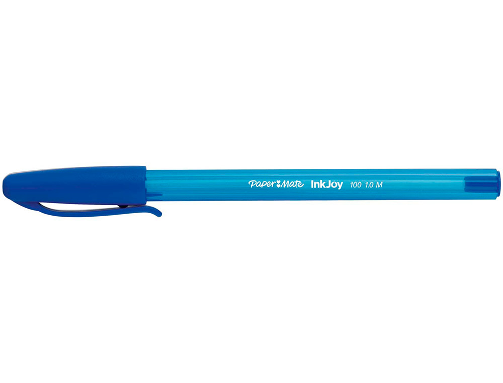 STYLO-BILLE PAPER MATE INKJOY 100 CRITURE MOYENNE 0.7MM ULTRA DOUCE CORPS TRIANGULAIRE RSISTE BAVURES COLORIS BLEU