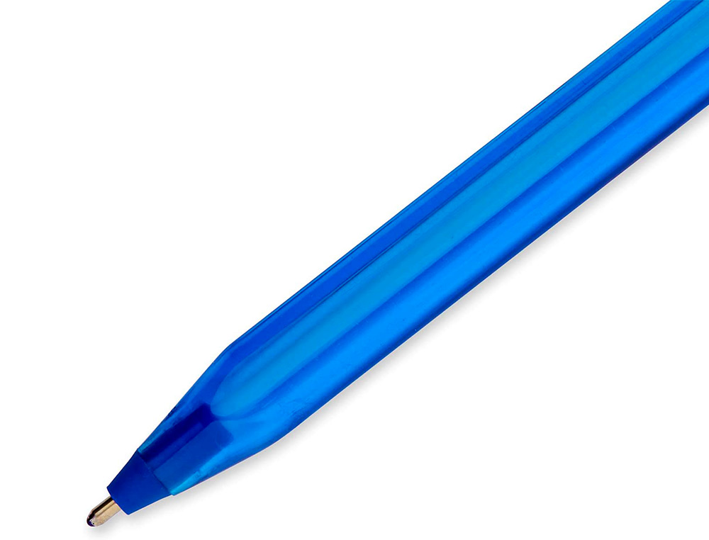 STYLO-BILLE PAPER MATE INKJOY 100 CRITURE MOYENNE 0.7MM ULTRA DOUCE CORPS TRIANGULAIRE RSISTE BAVURES COLORIS BLEU