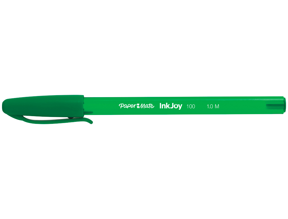 STYLO-BILLE PAPER MATE INKJOY 100 CRITURE MOYENNE 0.7MM ULTRA DOUCE CORPS TRIANGULAIRE RSISTE BAVURES COLORIS VERT