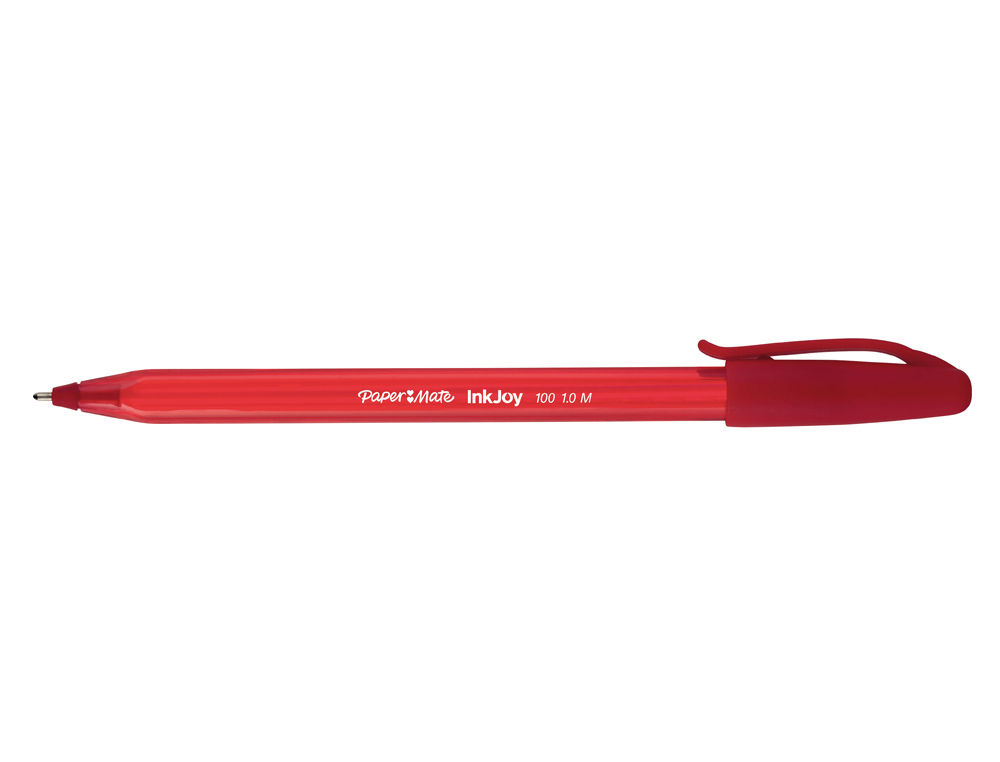 STYLO-BILLE PAPER MATE INKJOY 100 ÉCRITURE MOYENNE 0.7MM ULTRA DOUCE CORPS TRIANGULAIRE RÉSISTE BAVURES COLORIS ROUGE
