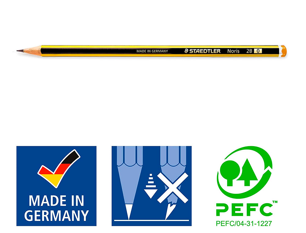 CRAYON GRAPHITE STAEDTLER NORIS 120 2B HEXAGONAL MINE 2MM TRÈS RÉSISTANTE