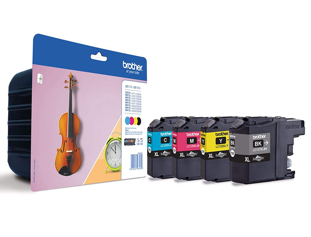 CARTOUCHE BROTHER JET D'ENCRE LC127XLVALBP PACK 4 ENCRES NOIR/CYAN/MAGENTA/JAUNE