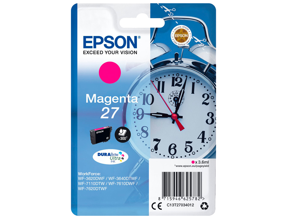 CARTOUCHE EPSON T2703 JET D'ENCRE C13T27034010 COULEUR MAGENTA 300P
