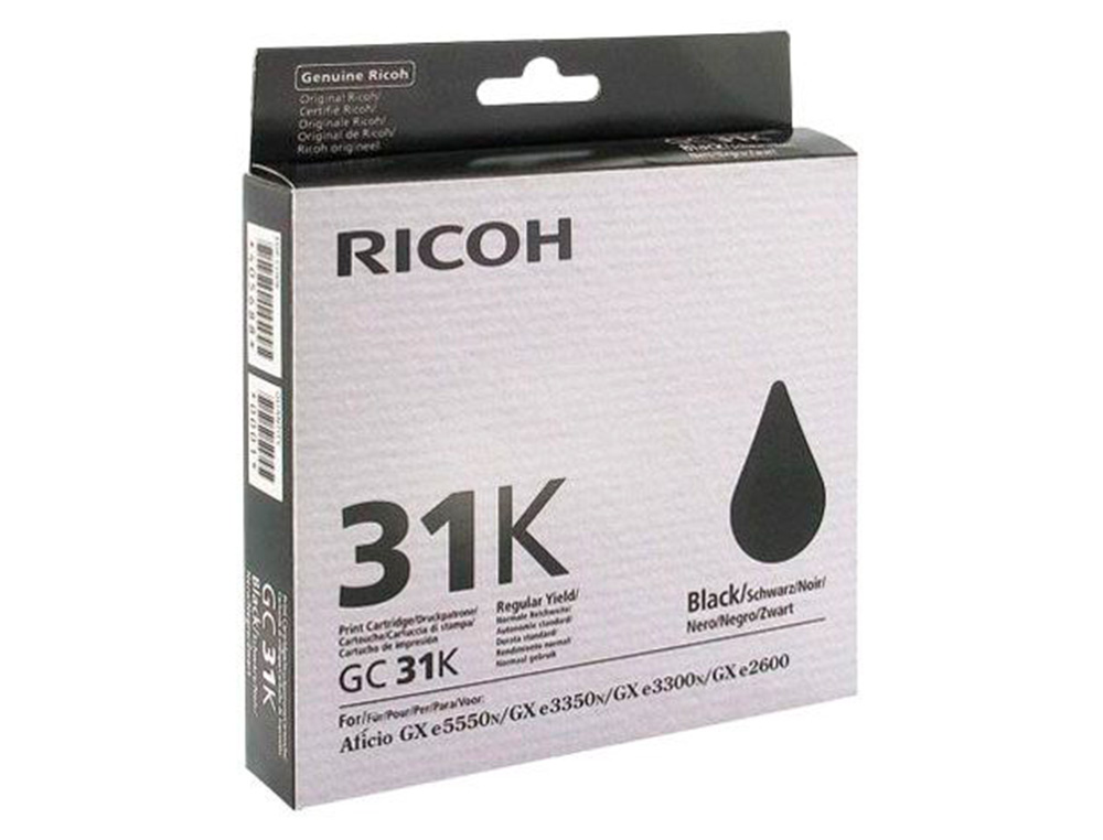 CARTOUCHE RICOH GC-31K GEL ENCRE 405688 COULEUR NOIR 1920P