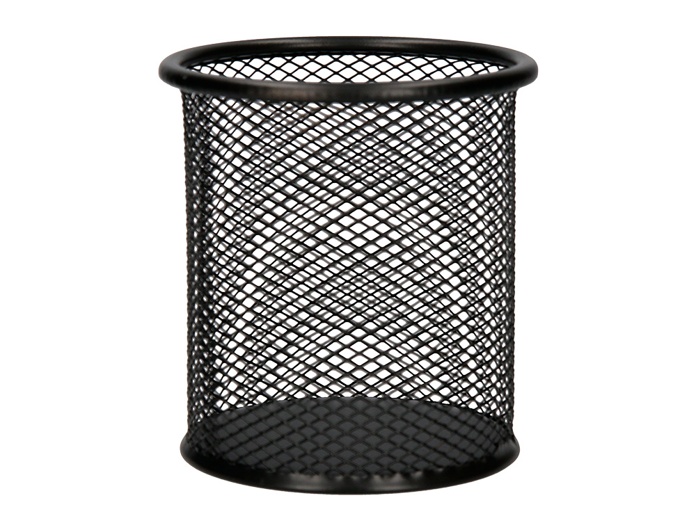 POT  CRAYONS Q-CONNECT MAILLE MTALLIQUE HAUTEUR 105MM DIAMTRE 86MM COLORIS NOIR