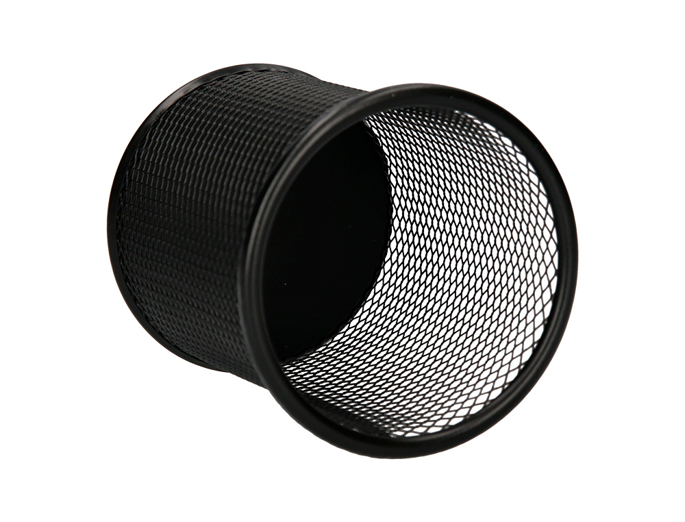POT  CRAYONS Q-CONNECT MAILLE MTALLIQUE HAUTEUR 105MM DIAMTRE 86MM COLORIS NOIR