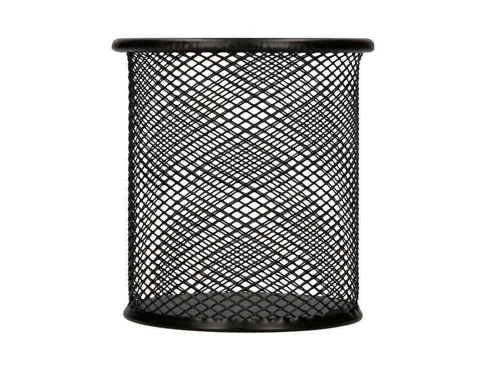 POT  CRAYONS Q-CONNECT MAILLE MTALLIQUE HAUTEUR 105MM DIAMTRE 86MM COLORIS NOIR